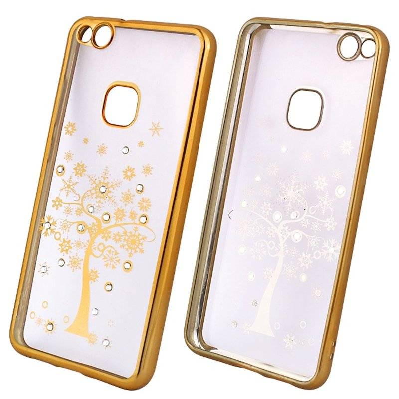 Huawei P9 Lite Mini Motiv Silikon Schutzhülle Cover Tree Gold