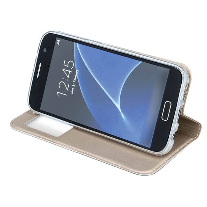 Samsung Galaxy J6 2018 Tasche Flip Case S-View mit Fenster Gold