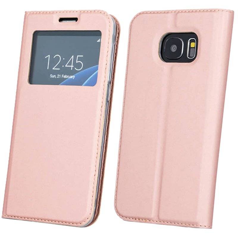 Samsung Galaxy J6 2018 Tasche Flip Case S-View mit Fenster RoseÂ´