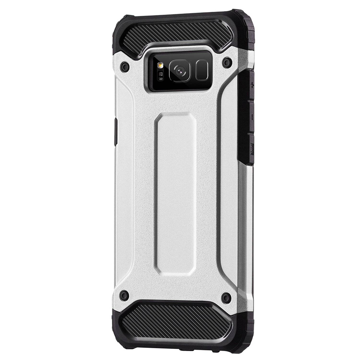 Silikonhülle Schutzhülle Hybrid Armor Hard Case Silber Samsung Galaxy A7 2018 (A750F)