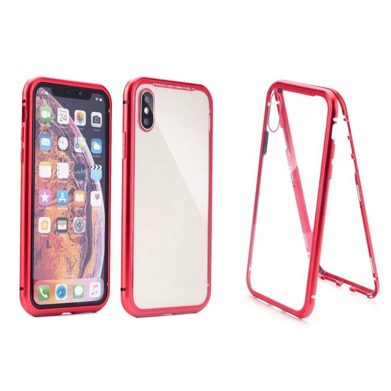 360 Grad Magnet Hülle Metall Case Full Cover Rot Huawei Mate 20 Lite