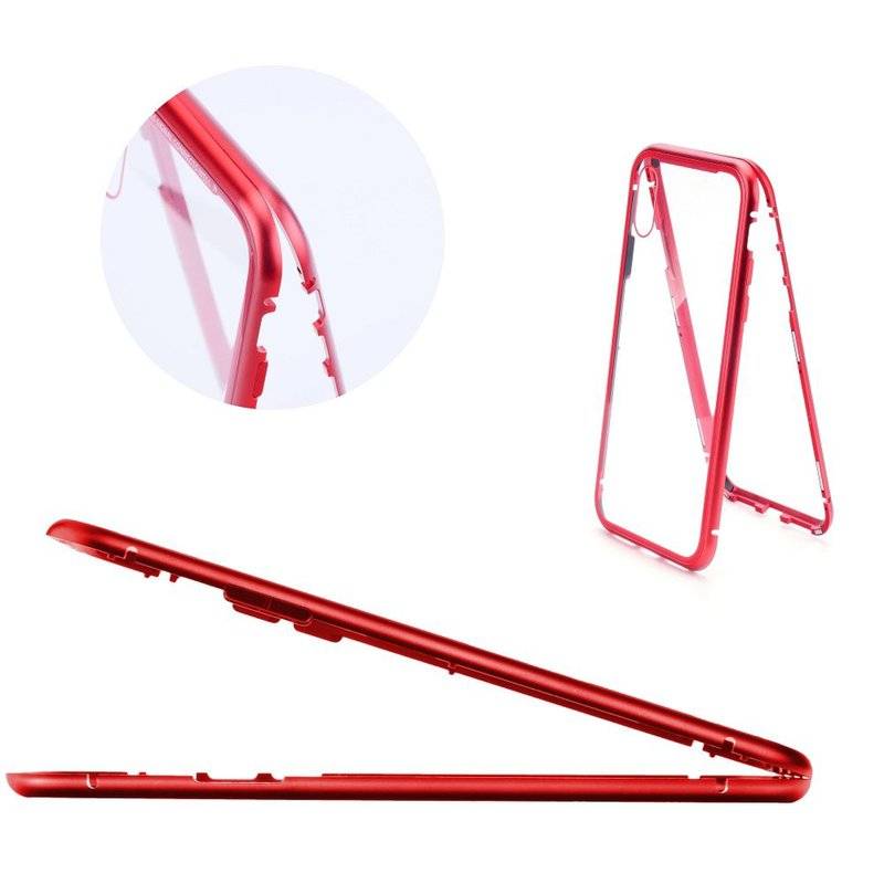 360 Grad Magnet Hülle Metall Case Full Cover Rot Huawei Mate 20 Lite
