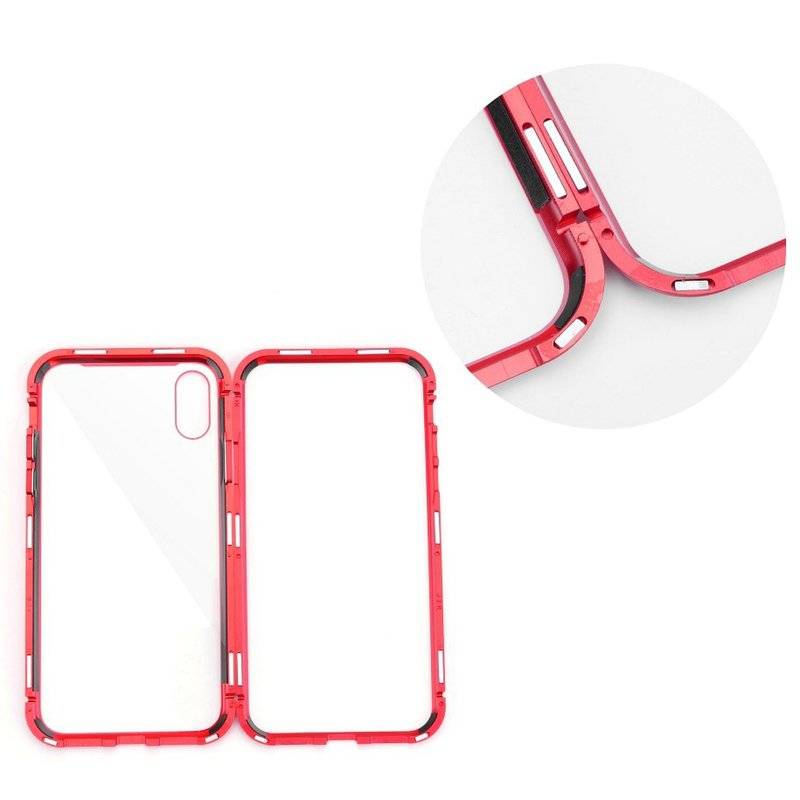 360 Grad Magnet Hülle Metall Case Full Cover Rot Huawei Mate 20 Lite