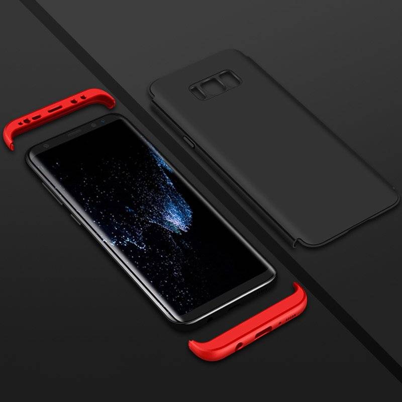 360° Grad Full Cover 3in1 Slim Case Schutz Tasche Handyhülle Huawei P20 Lite Schwarz-Rot
