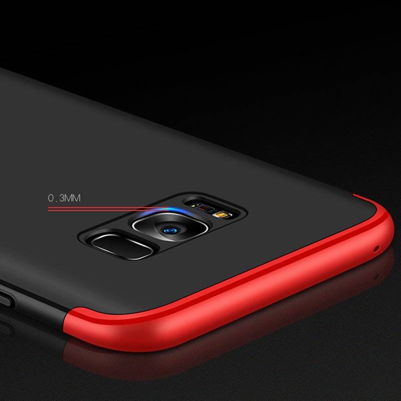 360° Grad Full Cover 3in1 Slim Case Schutz Tasche Handyhülle Honor 8 Lite Schwarz-Rot