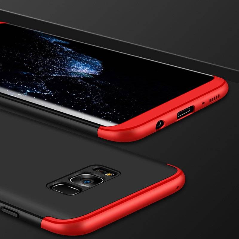360° Grad Full Cover 3in1 Slim Case Schutz Tasche Handyhülle Honor 8 Lite Schwarz-Rot