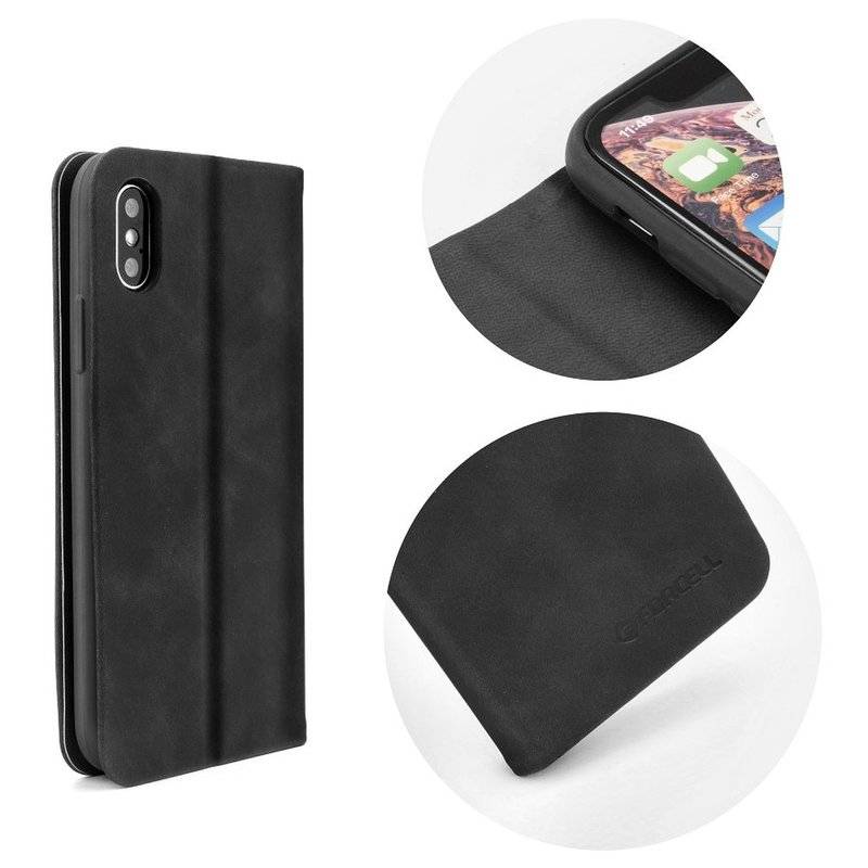 Buch Tasche SILK Premium Handy Hülle Schutzhülle Standfunktion Kartenfach Schwarz für Samsung Galaxy J6+ Plus J610F