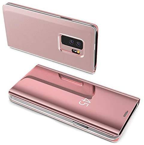 Smart View Spiegel Mirror Smart Cover Schale Etui kompatibel mit Samsung Galaxy S7 (G930F) Schutzhülle Tasche Case Schutz Clear Rosa