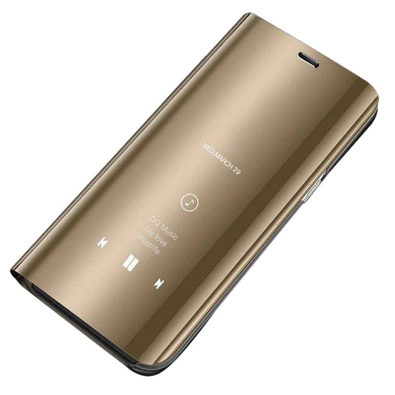 Smart View Spiegel Mirror Smart Cover Etui für Schutzhülle Tasche Case Clear Gold Samsung Galaxy A9 2018 (A920F)