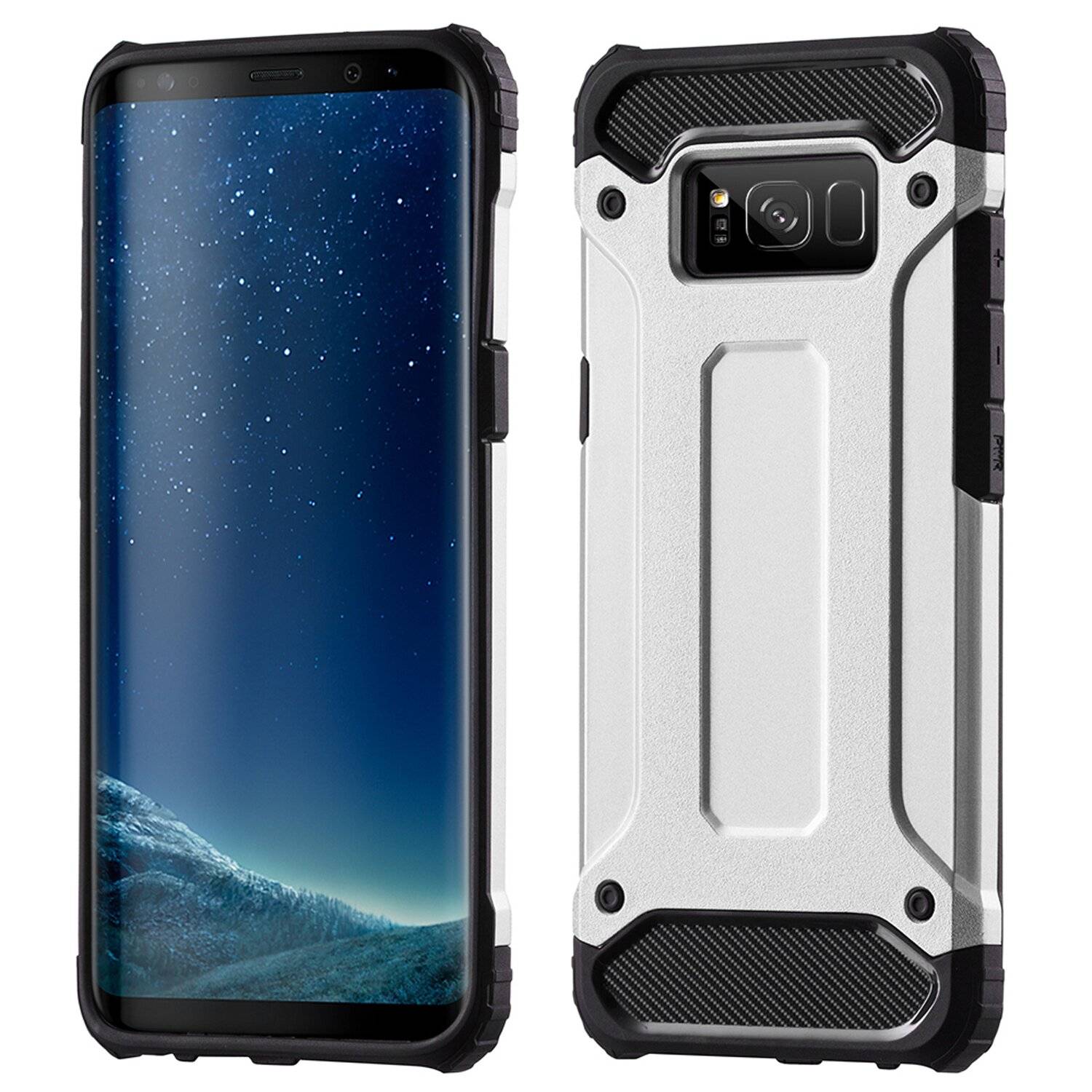 Silikonhülle Schutzhülle Hybrid Armor Hard Case Silber Huawei P30 Lite