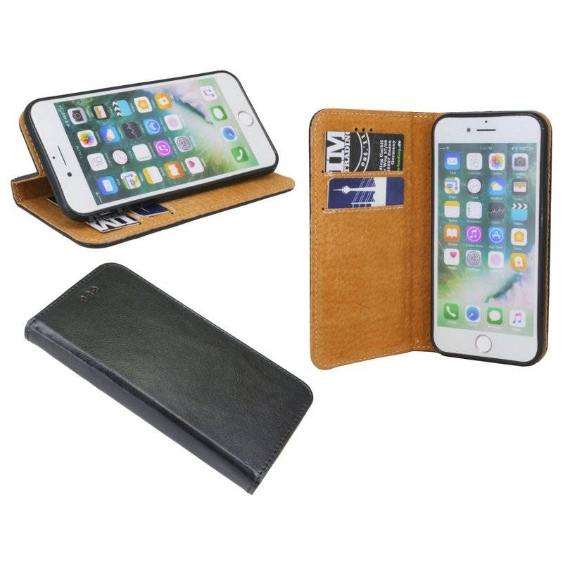 Huawei Y6 Prime 2018 Leder Tasche Flip Case Schutzhülle Schwarz