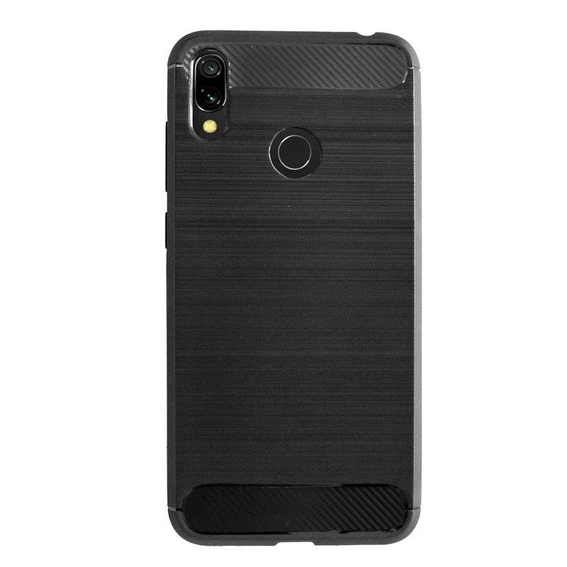 Silikon Hülle Carbon kompatibel mit XIAOMI REDMI 7 Case TPU Soft Handyhülle Cover Schutzhülle Schwarz