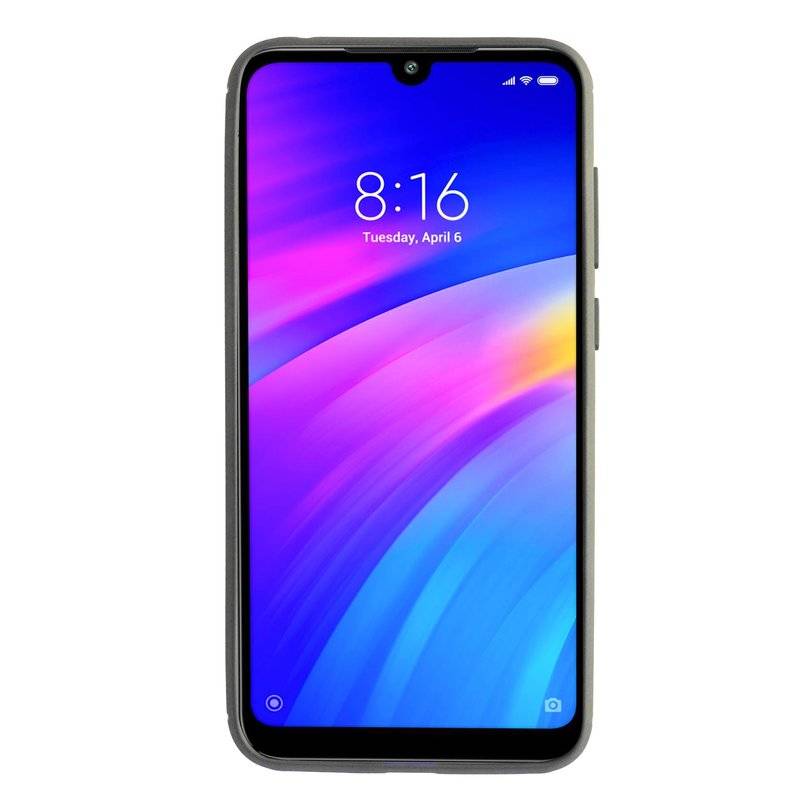 Silikon Hülle Carbon kompatibel mit XIAOMI REDMI 7 Case TPU Soft Handyhülle Cover Schutzhülle Schwarz