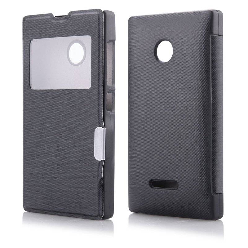 Nokia Lumia 435 Handyhülle Tasche Flip Case Smartphone Schutzhülle Schwarz