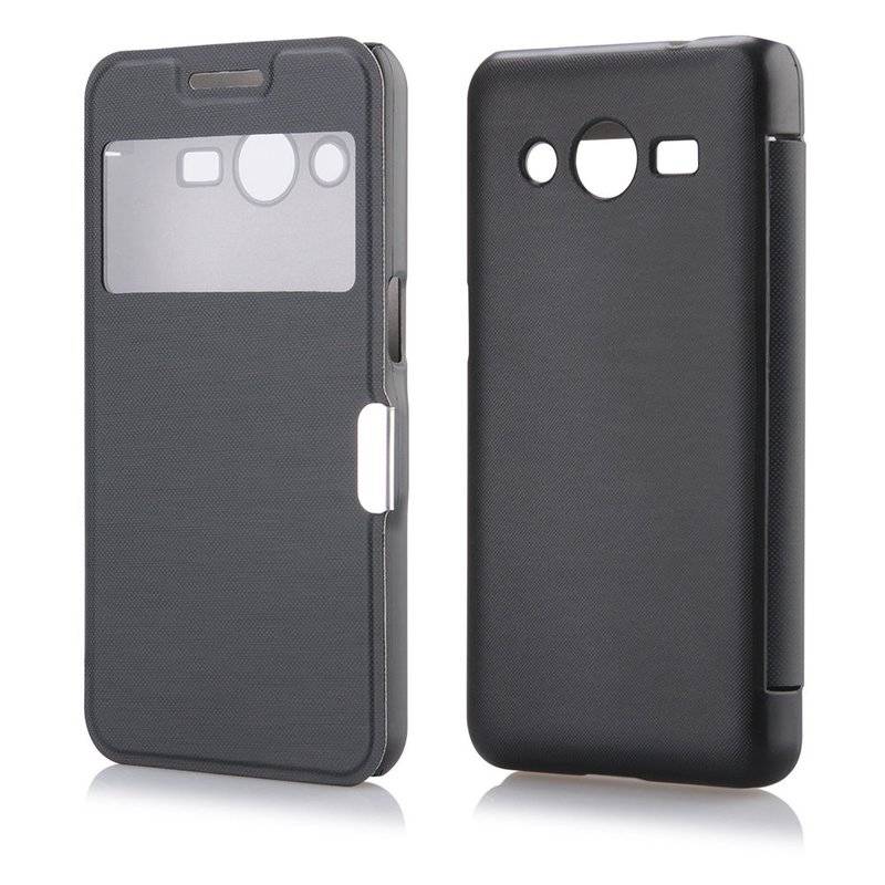 Samsung Galaxy Core 2 Handyhülle Tasche Flip Case Smartphone Schutzhülle Schwarz