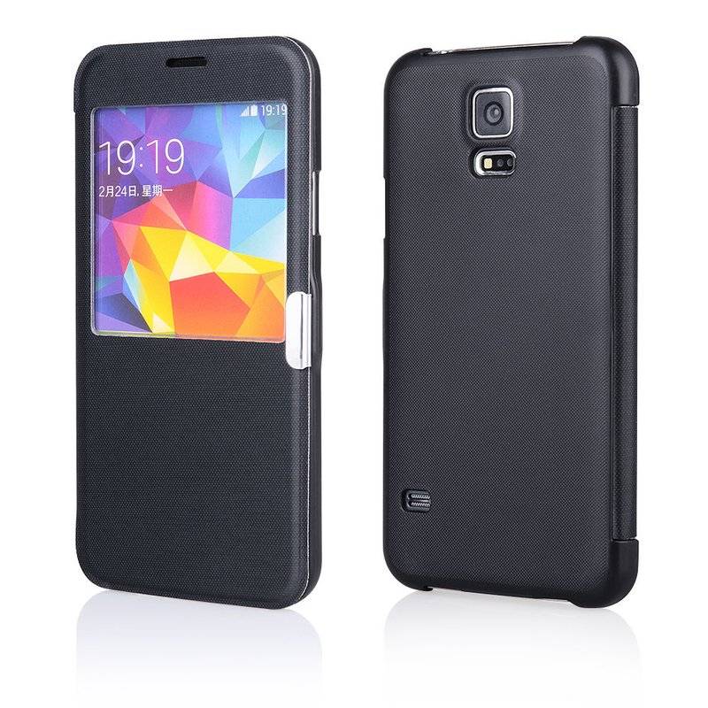 Samsung Galaxy S5 Handyhülle Tasche Flip Case Smartphone Schutzhülle Schwarz