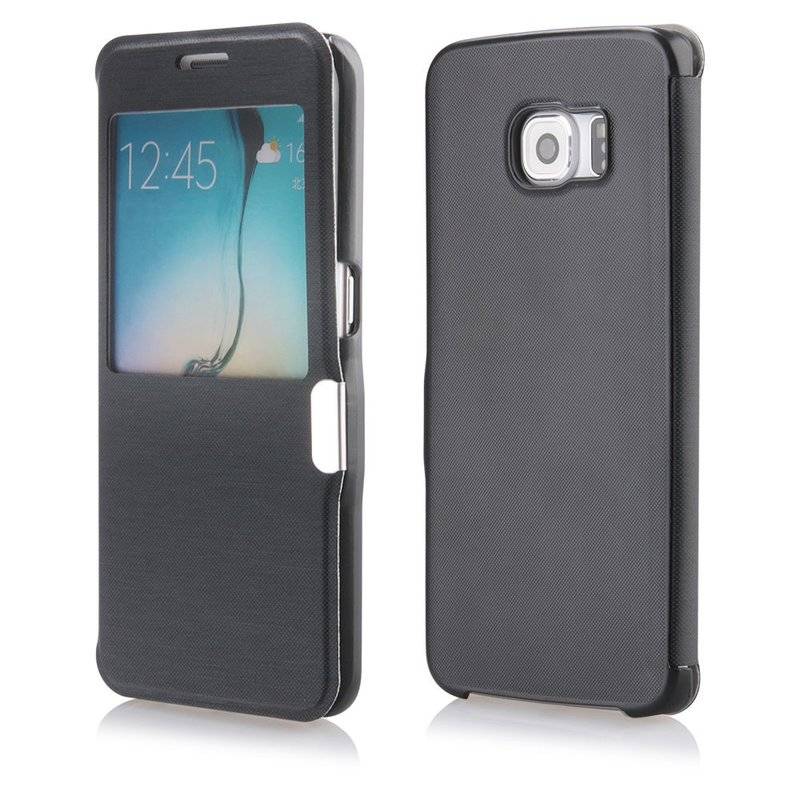 Samsung Galaxy S6 Edge Handyhülle Tasche Flip Case Smartphone Schutzhülle Schwarz