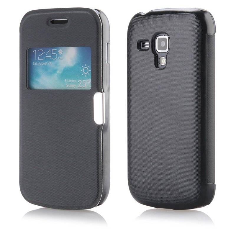 Samsung Galaxy Trend Handyhülle Tasche Flip Case Smartphone Schutzhülle Schwarz