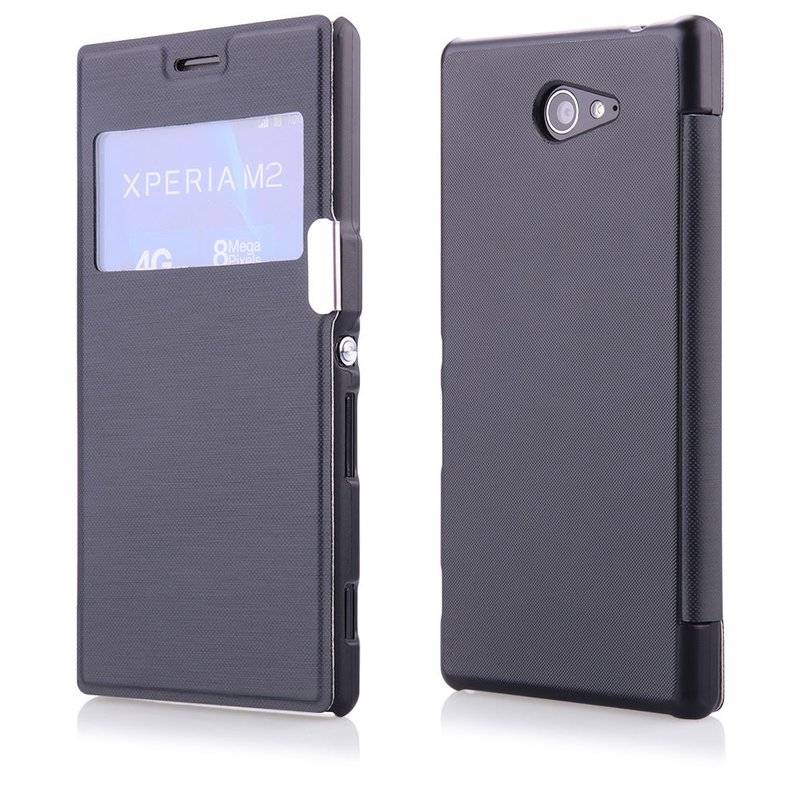 Sony Xperia M2 Handyhülle Tasche Flip Case Smartphone Schutzhülle Schwarz