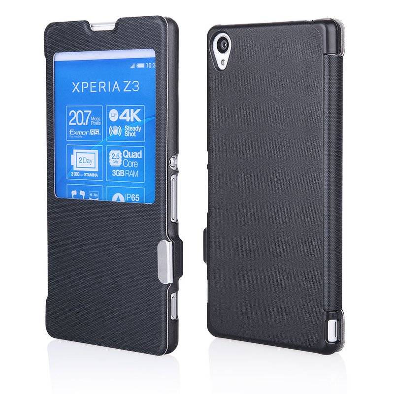 Sony Xperia Z3 Handyhülle Tasche Flip Case Smartphone Schutzhülle Schwarz