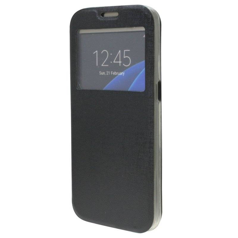 Huawei P8 Handyhülle Tasche Flip Case S-View Fenster Schutzhülle Schwarz