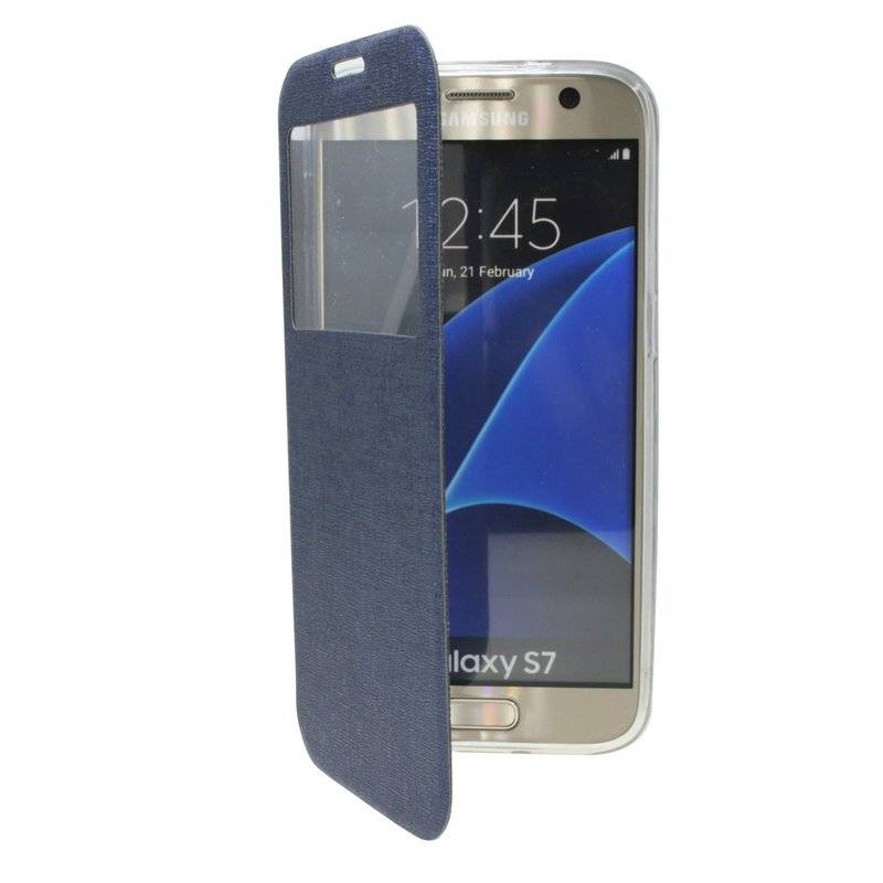 Samsung Galaxy A5 2016 Handyhülle Tasche Flip Case S-View Fenster Schutzhülle Blau