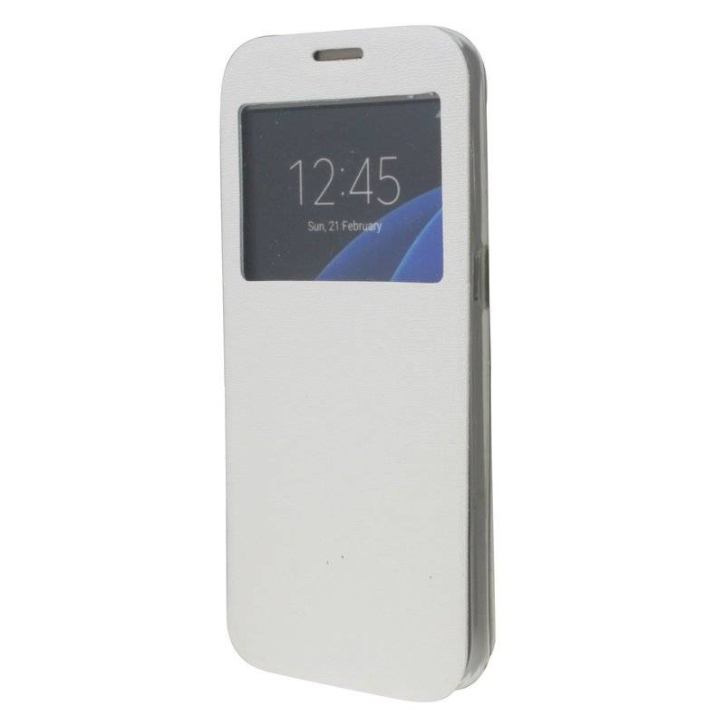 Samsung Galaxy Grand Prime Handyhülle Tasche Flip Case S-View Fenster Schutzhülle Weiß