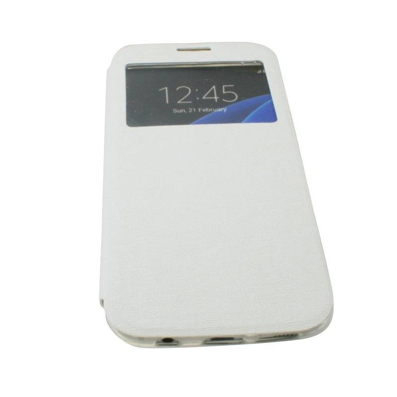 Samsung Galaxy Grand Prime Handyhülle Tasche Flip Case S-View Fenster Schutzhülle Weiß