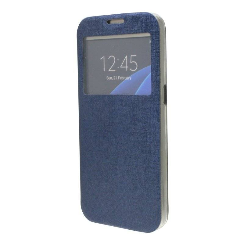 Samsung Galaxy Grand Prime Handyhülle Tasche Flip Case S-View Fenster Schutzhülle Blau