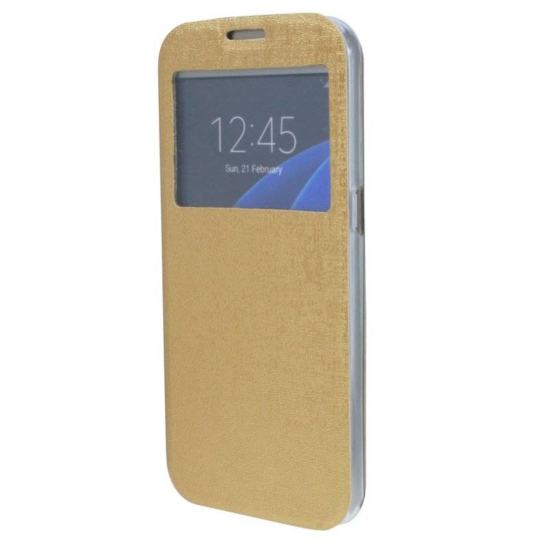Sony Xperia Z5 Compact Handyhülle Tasche Flip Case S-View Fenster Schutzhülle Gold