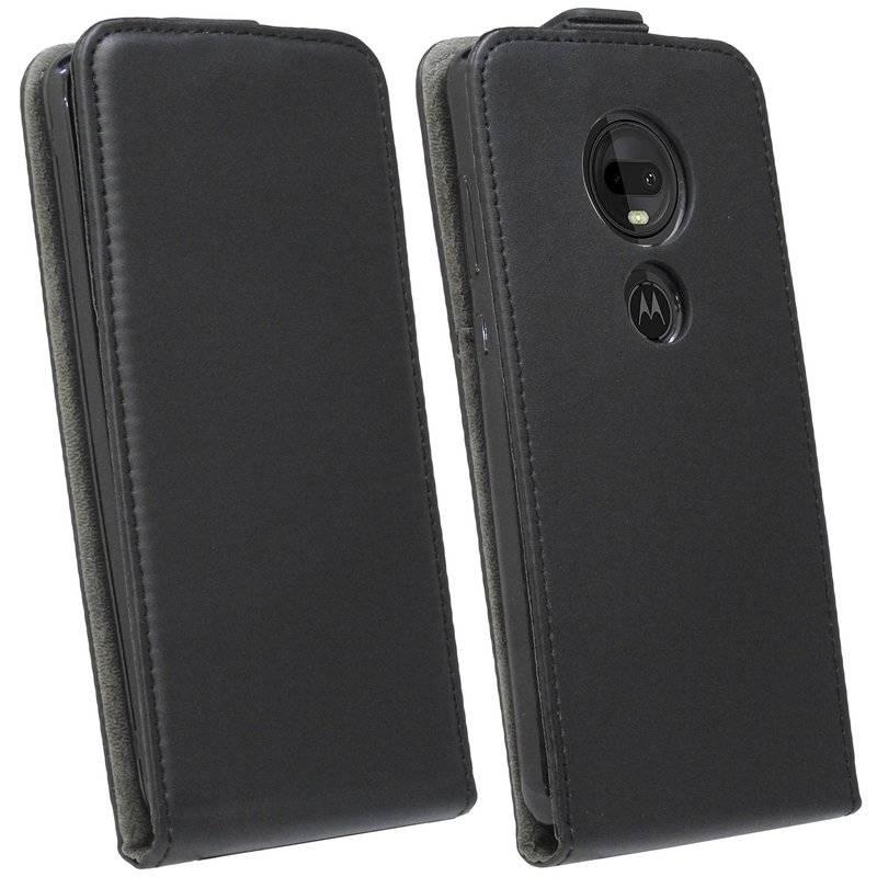 Flip Case kompatibel mit MOTOROLA MOTO G7 Handy Tasche vertikal aufklappbar Schutzhülle Klapp Hülle Schwarz