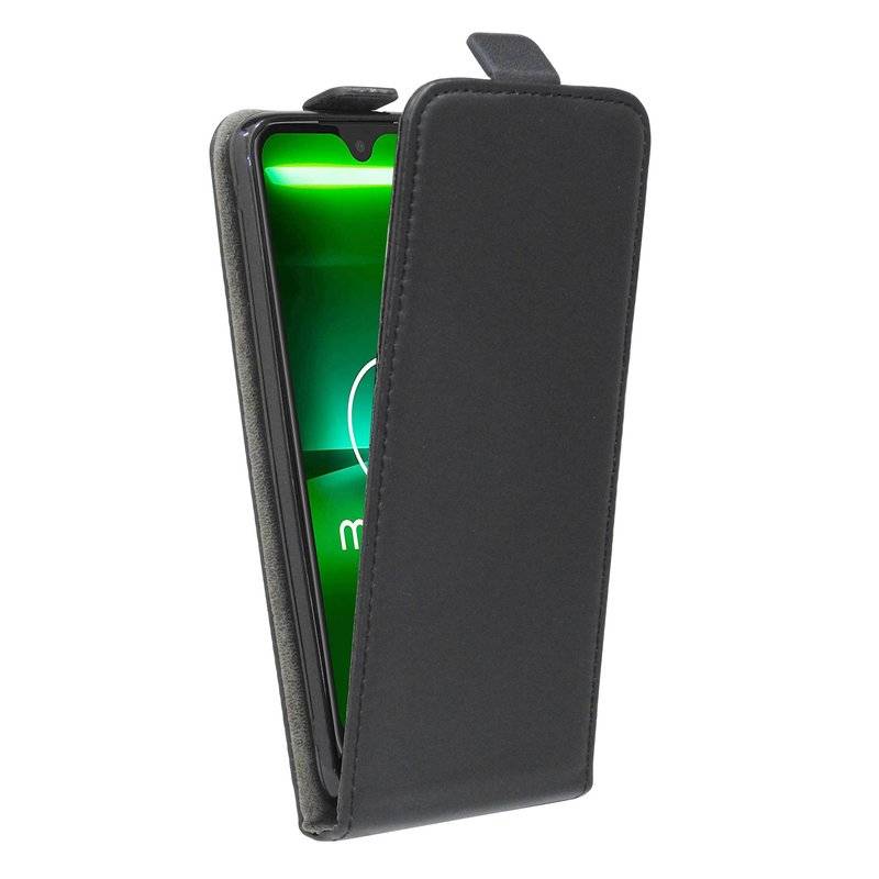 Flip Case kompatibel mit MOTOROLA MOTO G7 Handy Tasche vertikal aufklappbar Schutzhülle Klapp Hülle Schwarz