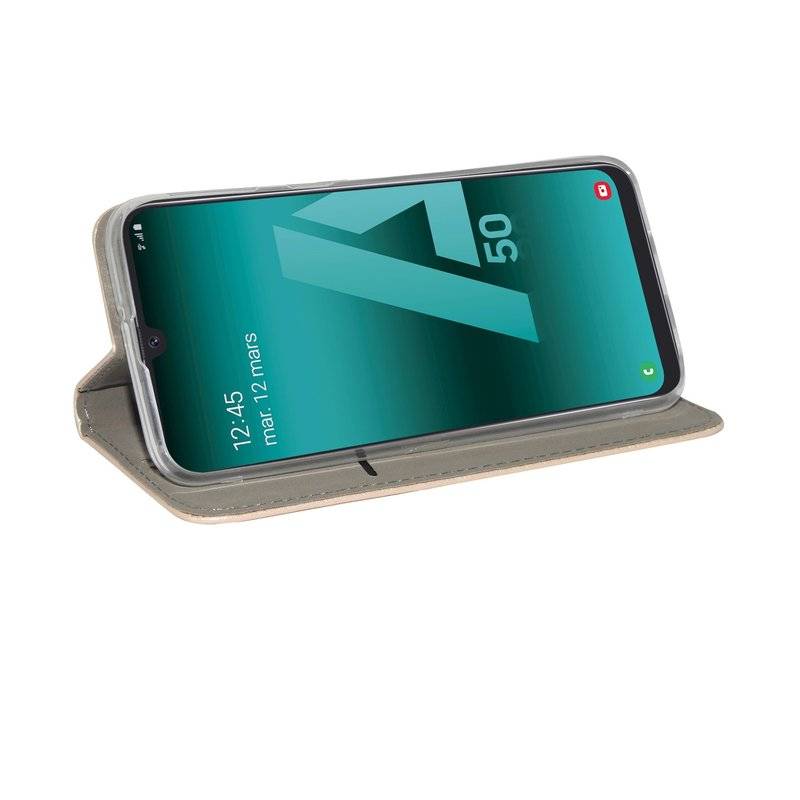 Samsung Galaxy A50 A505F Buch Tasche Handy Hülle Etui Brieftasche Schutzhülle mit Standfunktion, Kartenfach Gold