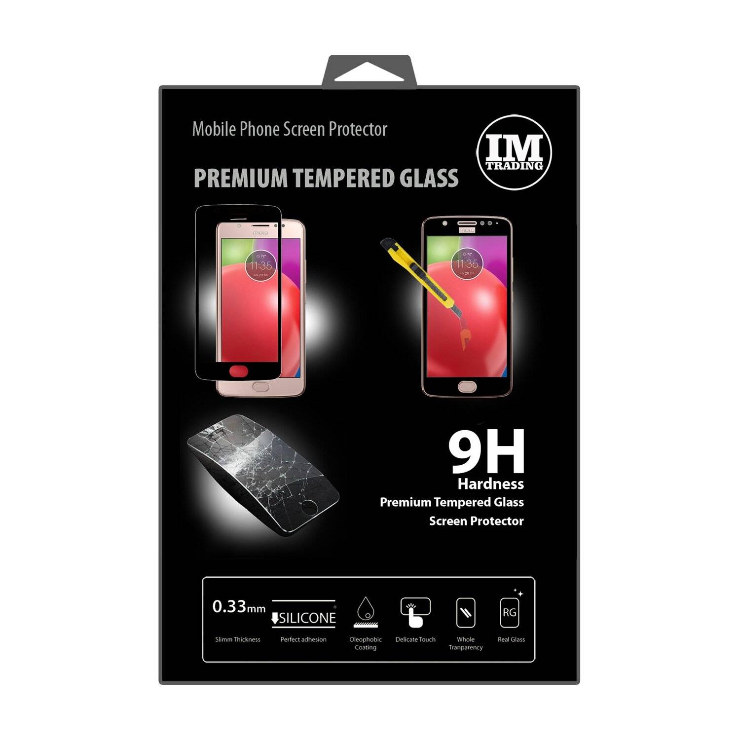 Motorola Moto E4 Premium Schutzglas Schwarz Handy Schutzglasfolie 9H Display Schutzfolie