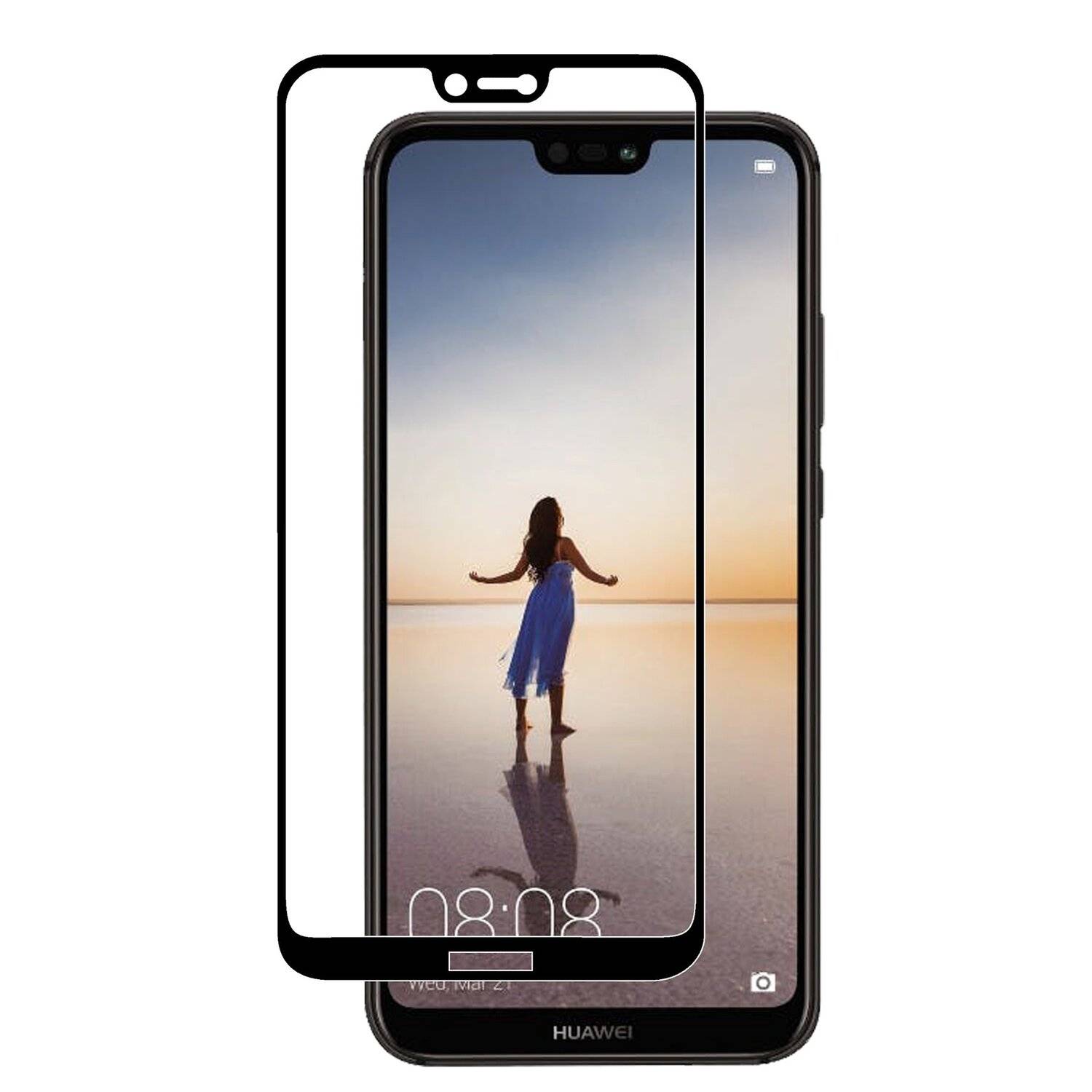 Huawei P20 Lite Schutzglas Schwarz Handy Schutzglasfolie 9H Display Schutzfolie