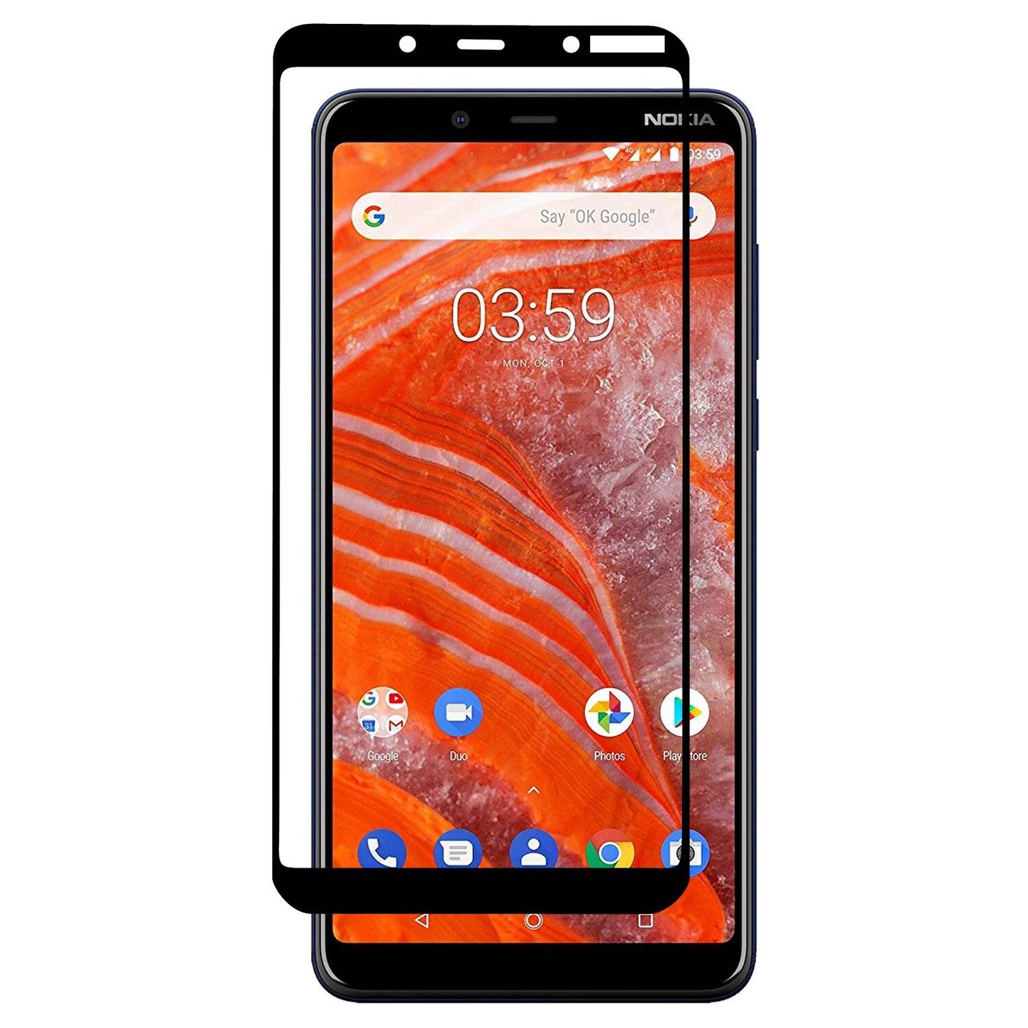 Nokia 3.1 PLUS Schutzglas 5D Display Schutzglas Curved Full Cover