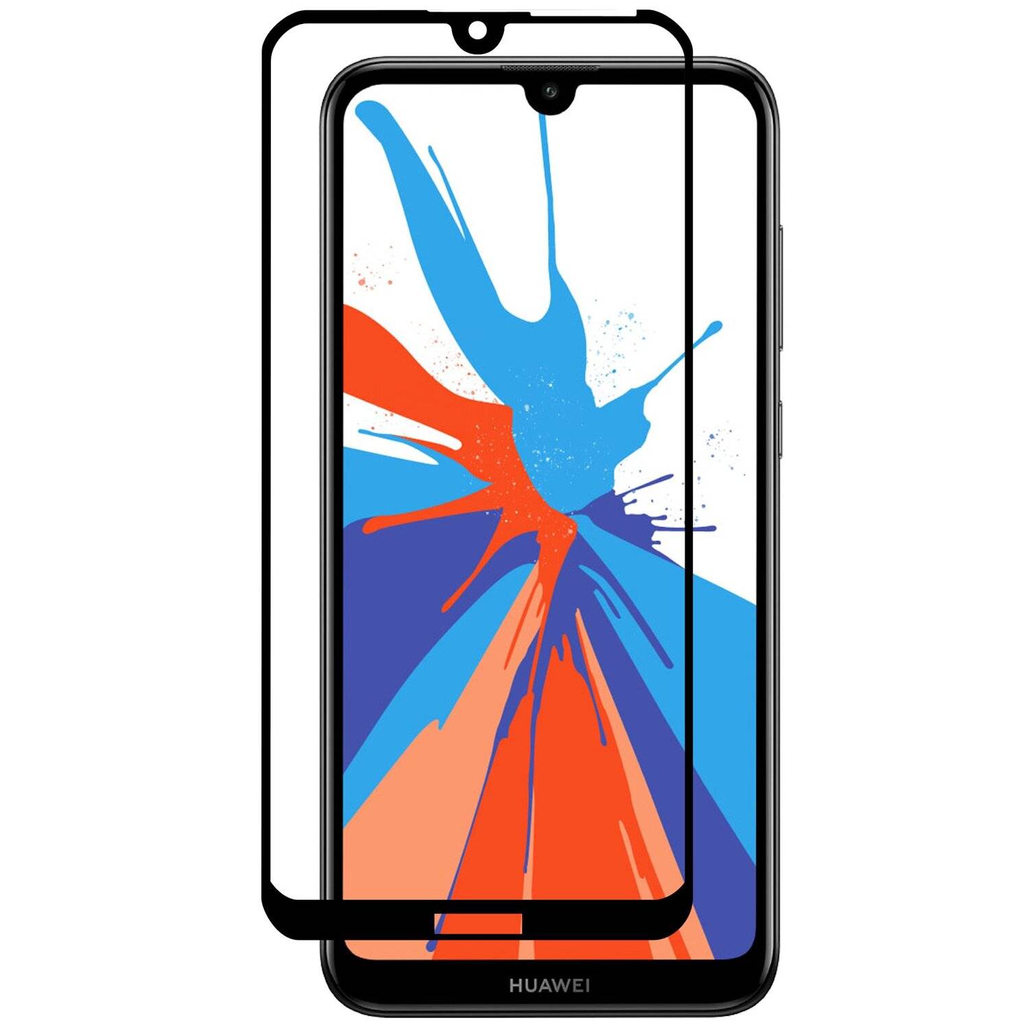 5D Schutz Glas kompatibel mit HUAWEI Y7 2019 Curved Schutz Folie Vollständig Klebend und Abdeckung