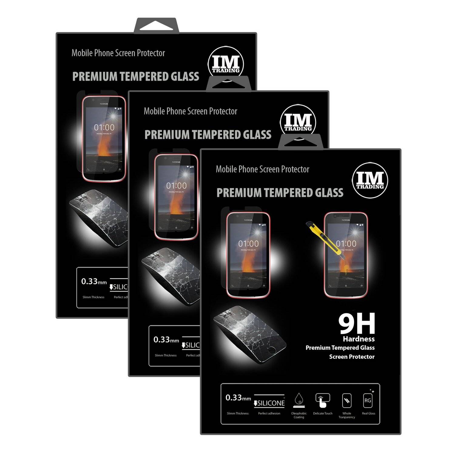 3x Nokia 1 Schutzglas Handy Schutzglasfolie 9H Display Schutzfolie