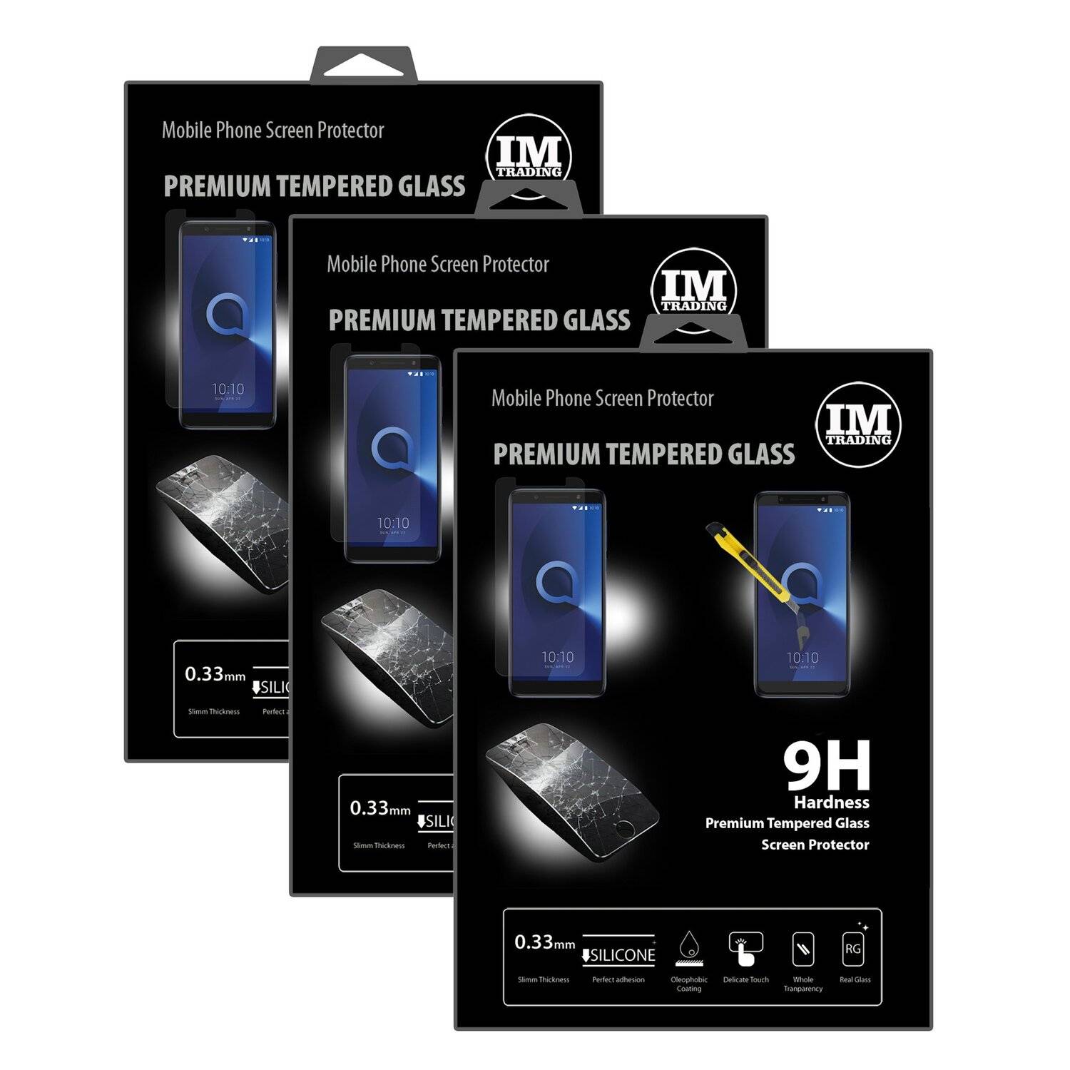 3x Alcatel 3X Schutzglas Handy Schutzglasfolie 9H Display Schutzfolie