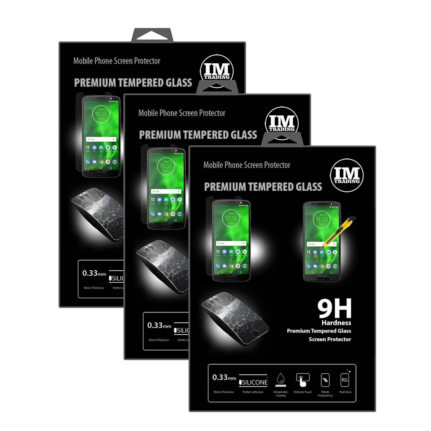 3x Motorola Moto G6 Schutzglas Handy Schutzglasfolie 9H Display Schutzfolie