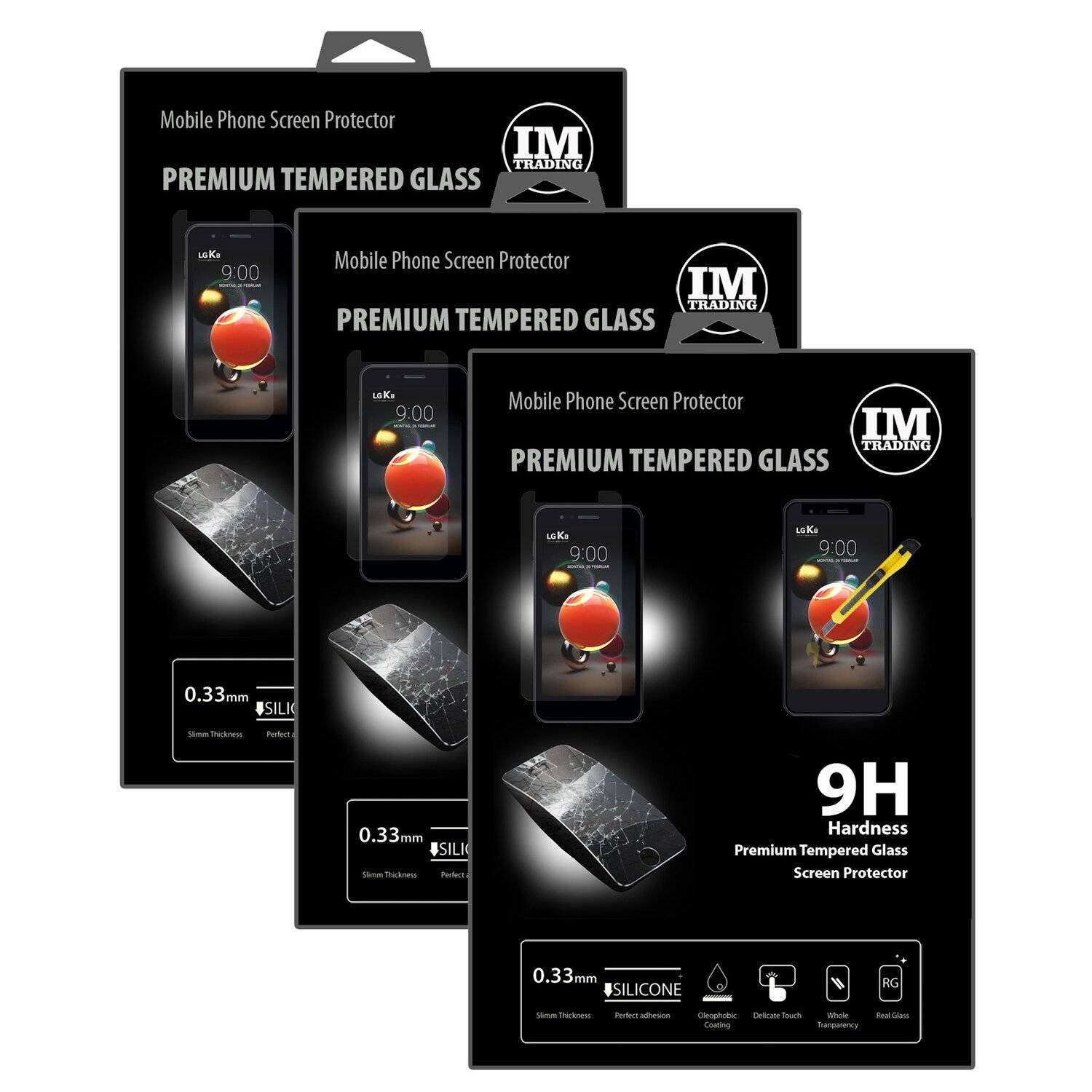 3x LG K9 Schutzglas Handy Schutzglasfolie 9H Display Schutzfolie