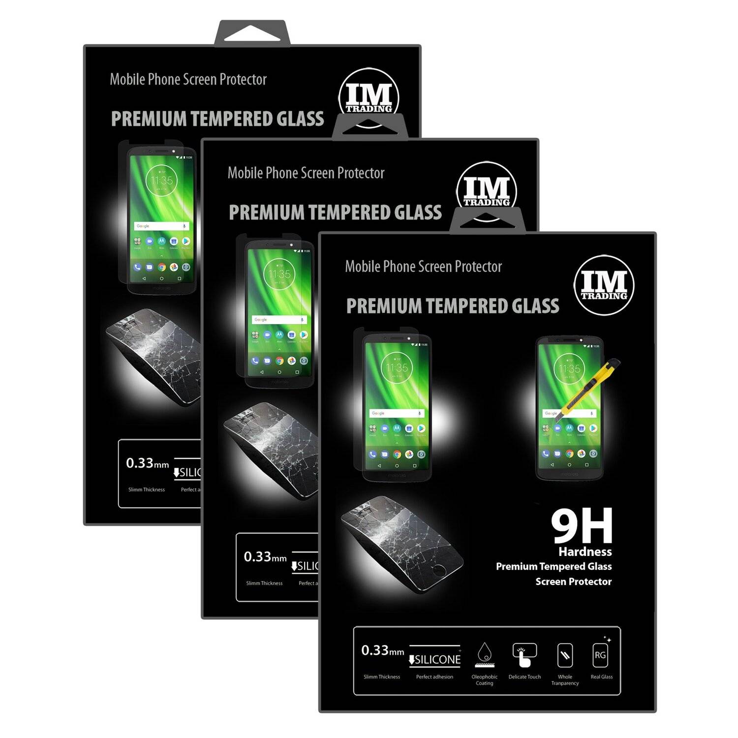 3x Motorola Moto G6 Play Schutzglas Handy Schutzglasfolie 9H Display Schutzfolie