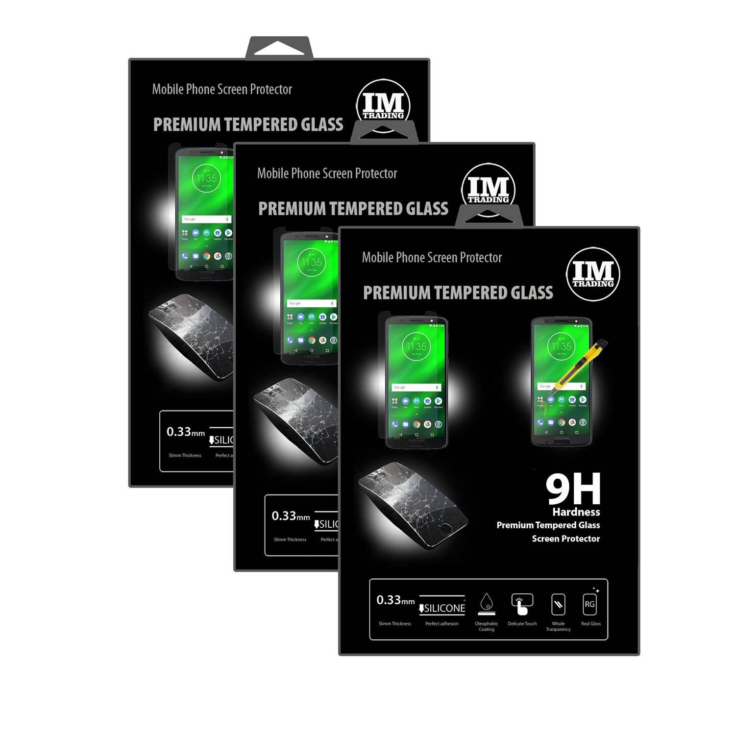 3x Motorola Moto G6 Plus Schutzglas Handy Schutzglasfolie 9H Display Schutzfolie