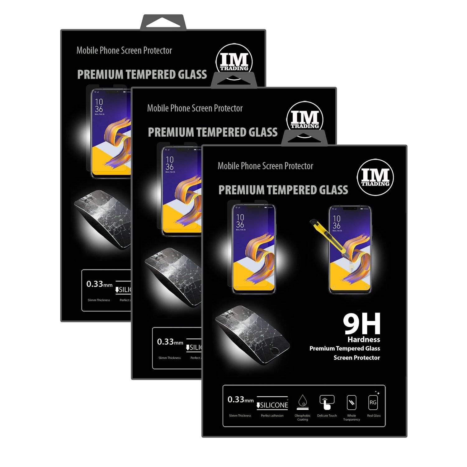 3x Asus ZenFone 5 ZE620KL Schutzglas Handy Schutzglasfolie 9H Display Schutzfolie