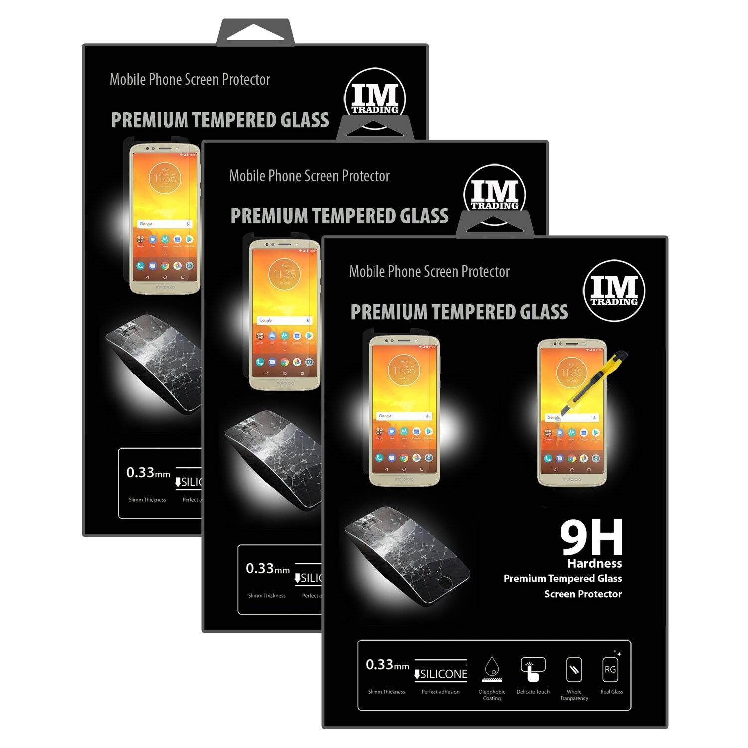 3x Motorola Moto E5 Schutzglas Handy Schutzglasfolie 9H Display Schutzfolie
