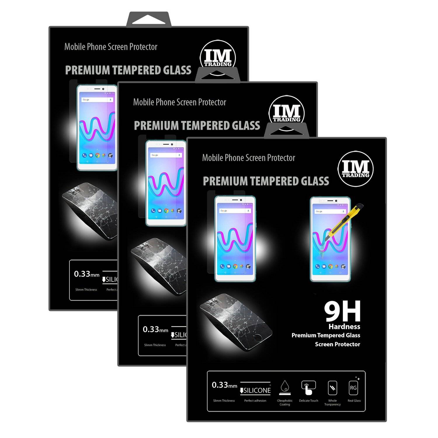 3x Wiko Jerry 3 Schutzglas Handy Schutzglasfolie 9H Display Schutzfolie