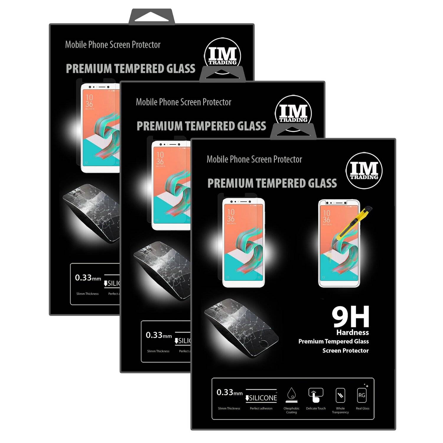 3x Asus ZenFone 5 Lite Schutzglas Handy Schutzglasfolie 9H Display Schutzfolie