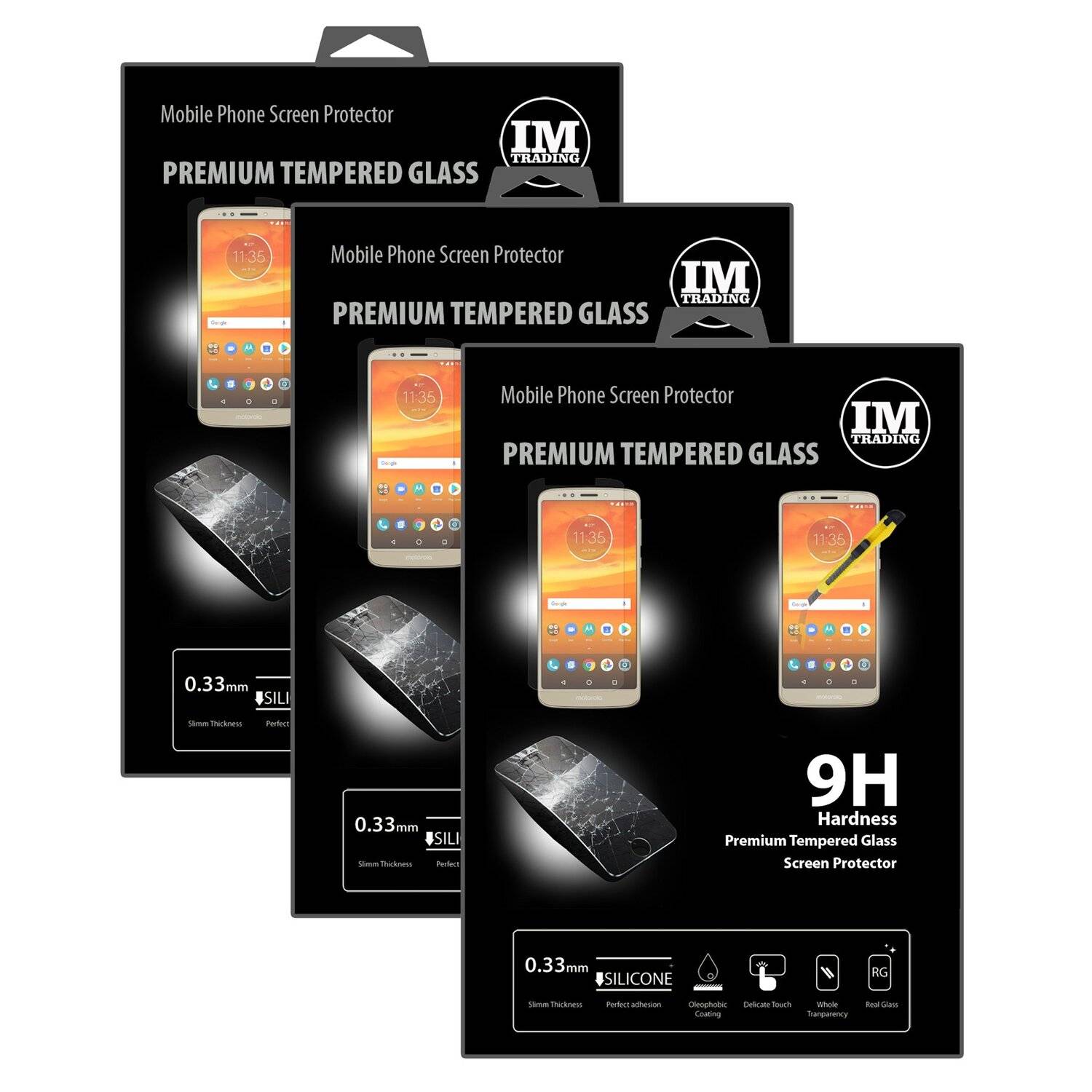 3x Motorola Moto E5 Plus Schutzglas Handy Schutzglasfolie 9H Display Schutzfolie