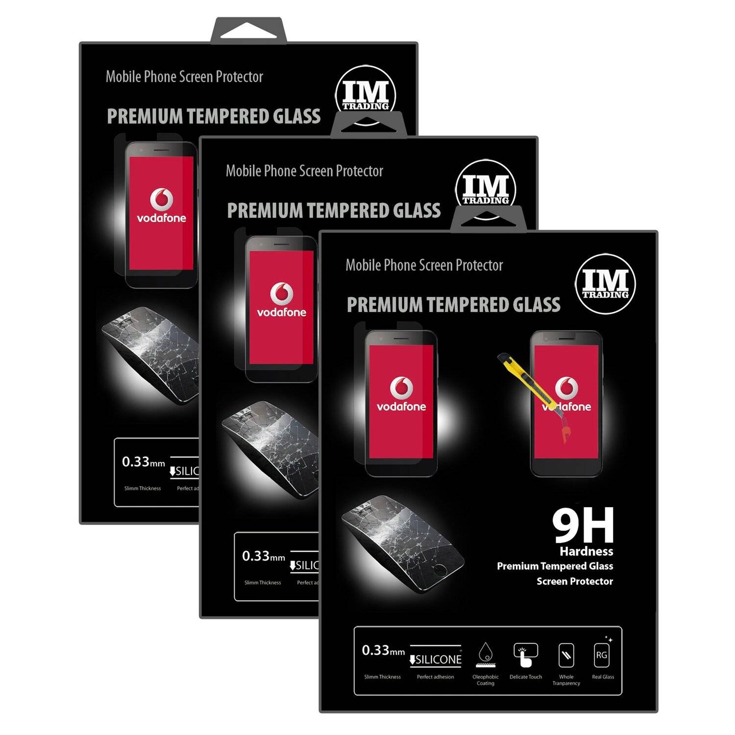 3x Vodafone Smart E8 Schutzglas Handy Schutzglasfolie 9H Display Schutzfolie