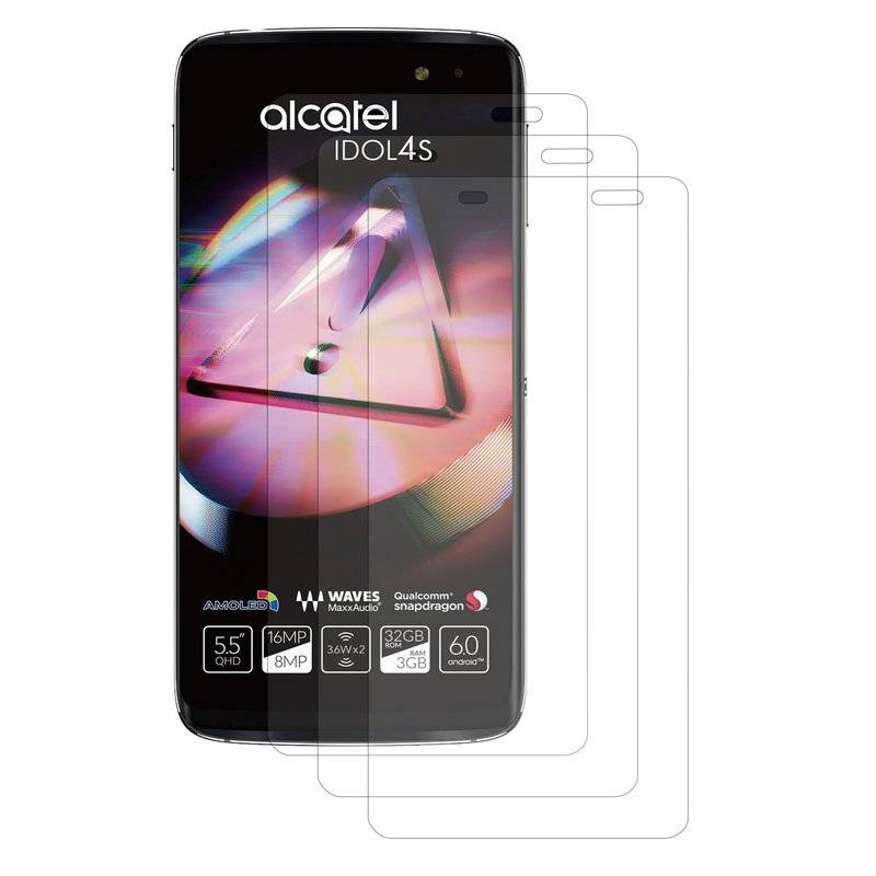 3x Alcatel Idol 4S Schutzfolie Handy Displayschutz